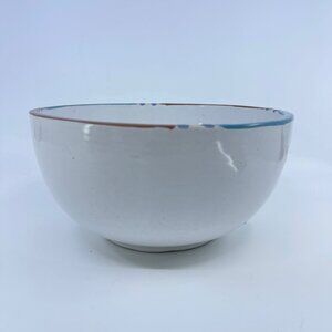 vintage dansk mesa medium ceramic bowl white with multicolor hand painted rim